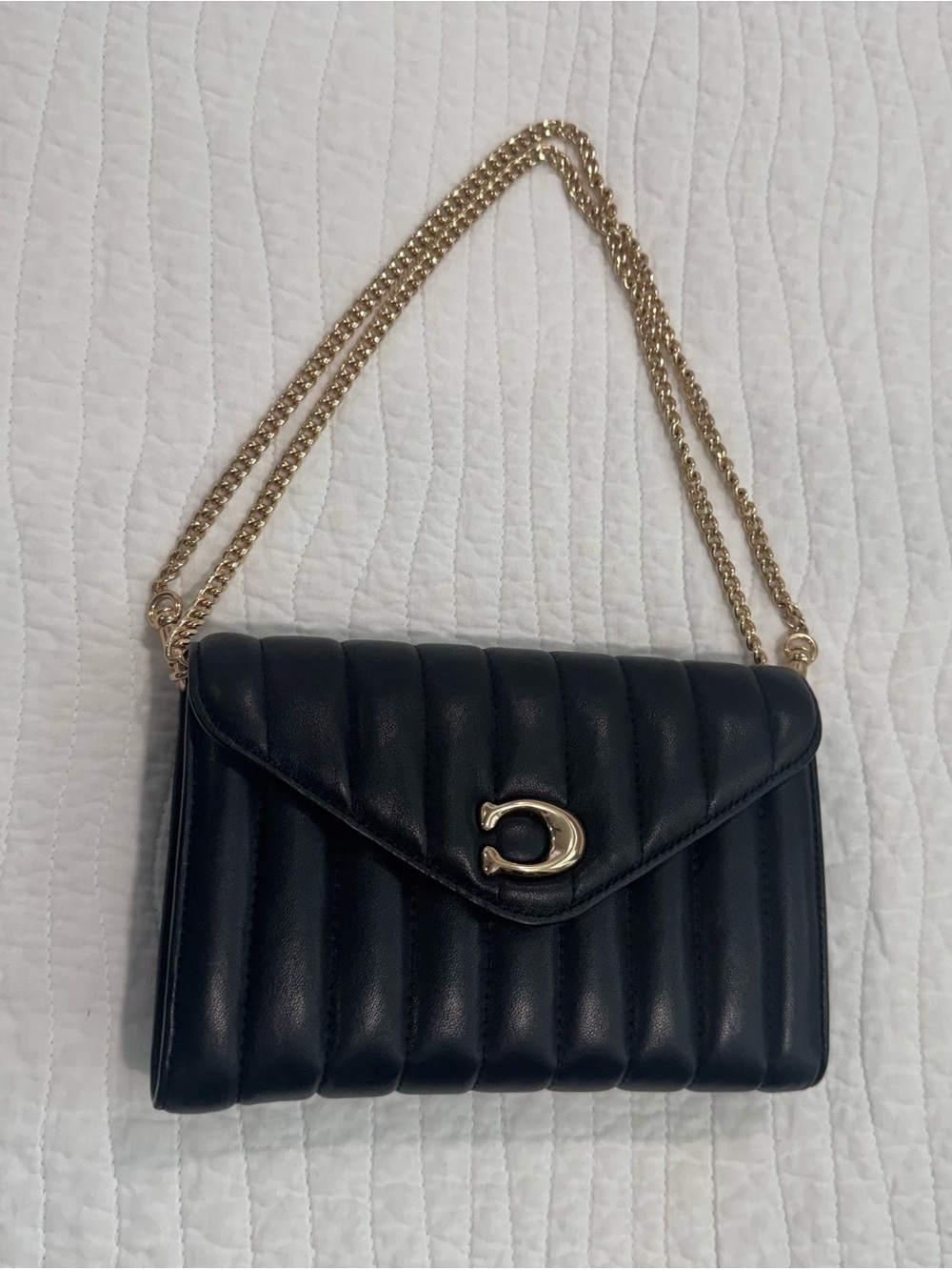 Coach Black Quilted Shoulder Bag with Gold Hardware